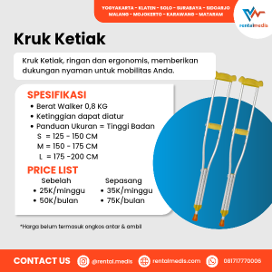 Penyewaan Kruk Ketiak Ukuran 125 - 200 cm di Surabaya